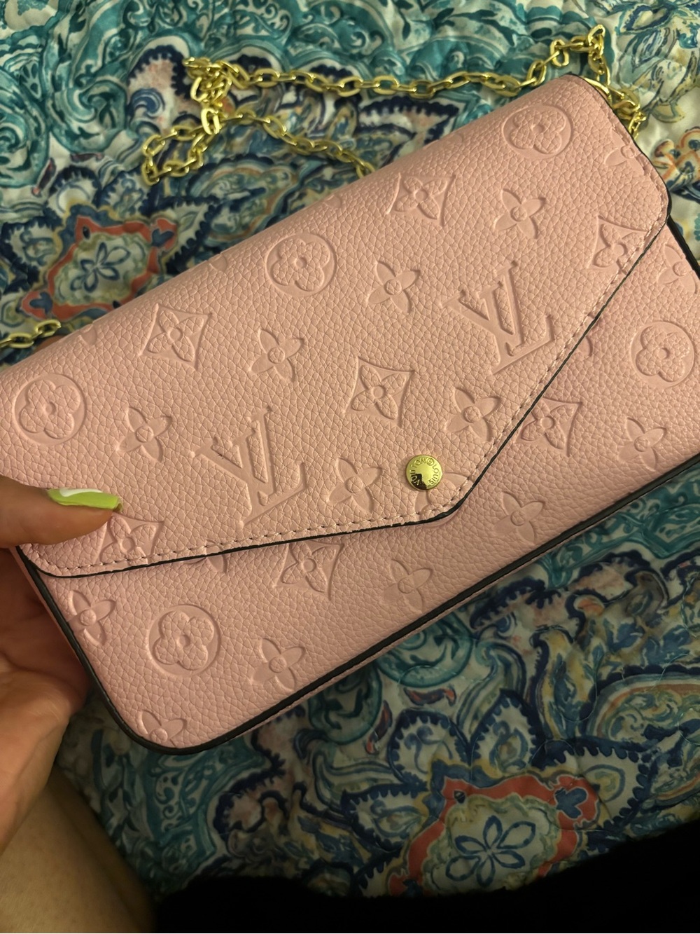 Louis Vuitton Pink Embossed Monogram Chain Crossbody